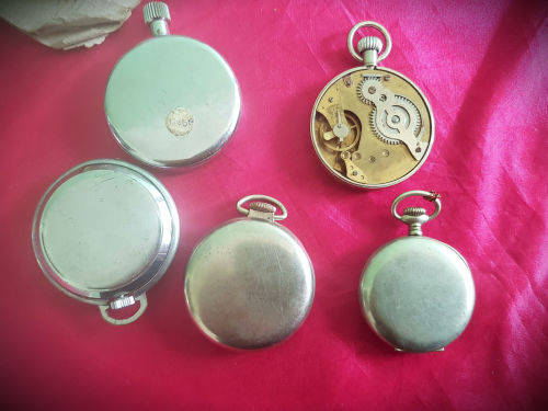 5 antique/Vintage Mechanical Pocket watches x 4 and 1 Stop watch -all need repairs
