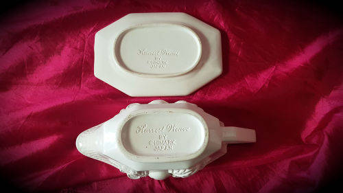 Harvest Weave GRAVY BOAT By HIMARK Japan-Ivory- vegetable pattern 100x234x127mm