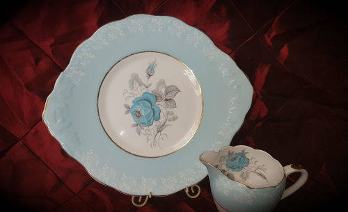 Imperial Fine Bone China -warranted 22 KT Gold Cake Plate and Creamer