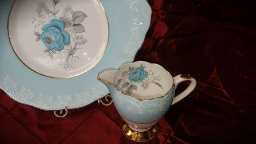 Imperial Fine Bone China -warranted 22 KT Gold Cake Plate and Creamer