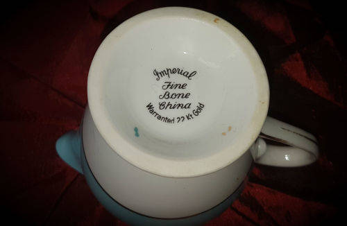 Imperial Fine Bone China -warranted 22 KT Gold Cake Plate and Creamer