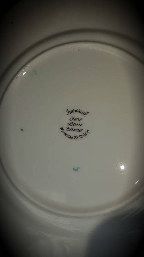 Imperial Fine Bone China -warranted 22 KT Gold Cake Plate and Creamer