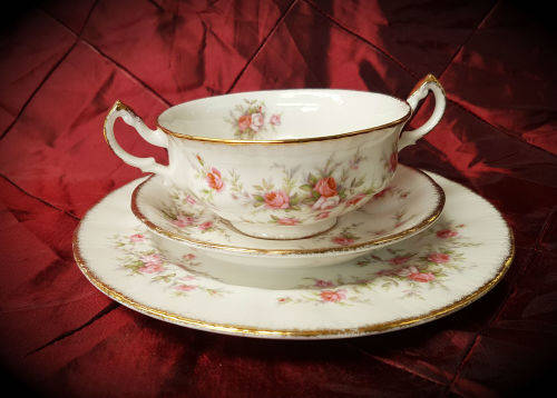 Vintage 1966- Paragon Victoriana Rose - SOUP TRIO-  fine bone china-never been used 7 Available