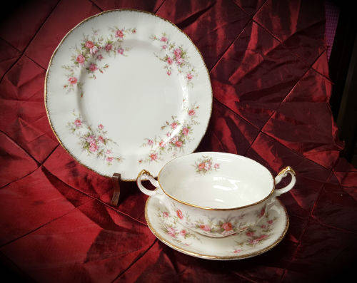Vintage 1966- Paragon Victoriana Rose - SOUP TRIO-  fine bone china-never been used 7 Available
