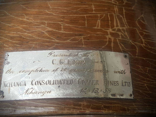 Original-Mauthe-Mantel-Clock Made in Germany reward for 20 years service in 1958 by copper mines