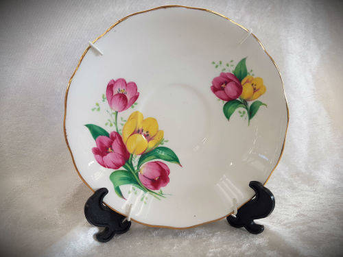 Crown Royal Saucer E469 -Bone China made in England -141mm -with wire wall Hanger
