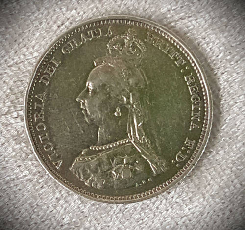 1887 United Kingdom .925 SILVER 6 Pence - Victoria 2nd portrait; 1st reverse
