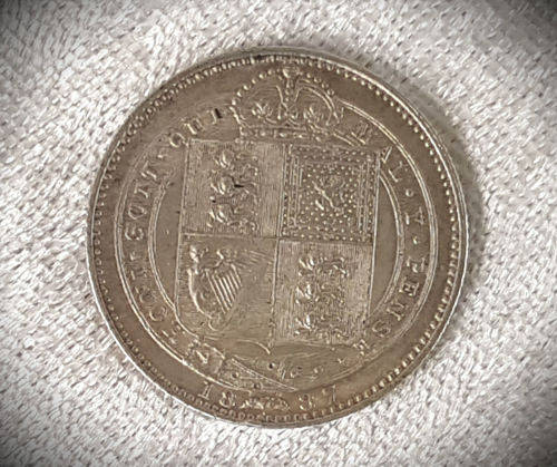 1887 United Kingdom .925 SILVER 6 Pence - Victoria 2nd portrait; 1st reverse