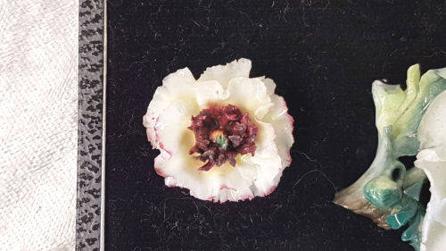 Vintage Royal Crown Derby Porcelain Earings and Brooch set in origanal box -made in England
