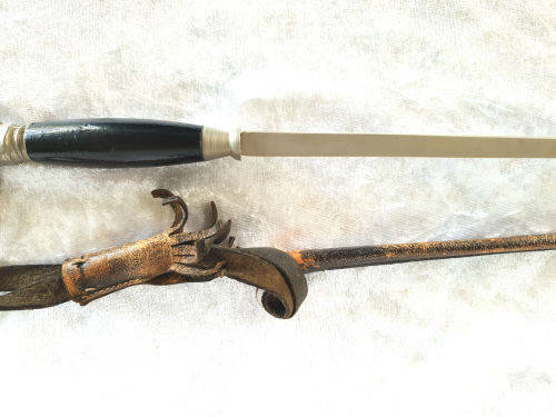 1800's Victorian Walking stick Sword with Leather Sheath - Horse Head White Metal Handle 730mm