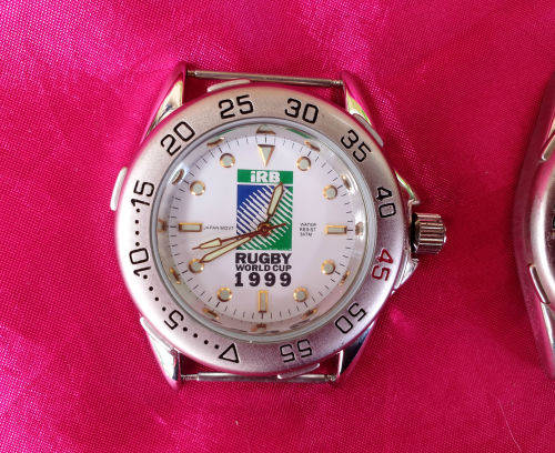 2 x 1999 Rugby World Cup Mens quartz watches- Running - New Batteries - see condition
