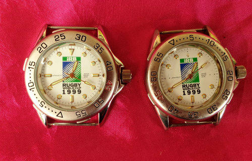 2 x 1999 Rugby World Cup Mens quartz watches- Running - New Batteries - see condition