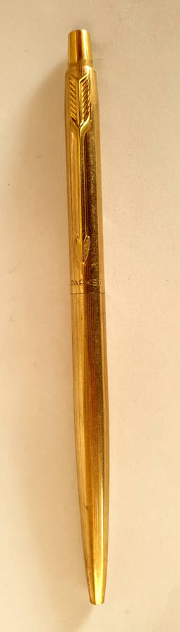 Vintage Rolled Gold Parker Ball Point pen with Parker T-Ball Refill made in England -ink still ok