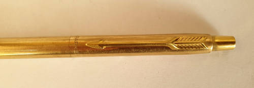 Vintage Rolled Gold Parker Ball Point pen with Parker T-Ball Refill made in England -ink still ok