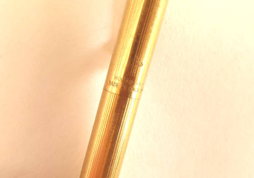 Vintage Rolled Gold Parker Ball Point pen with Parker T-Ball Refill made in England -ink still ok