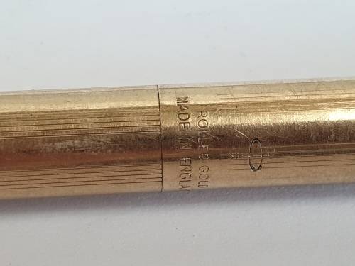 Vintage Rolled Gold Parker Ball Point pen with Parker T-Ball Refill made in England -ink still ok