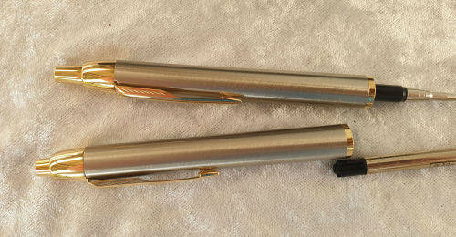 Beautiful Vintage Parker Ball Point Pen and Pencil set in Gold and silver Trim -iNK STILL OK