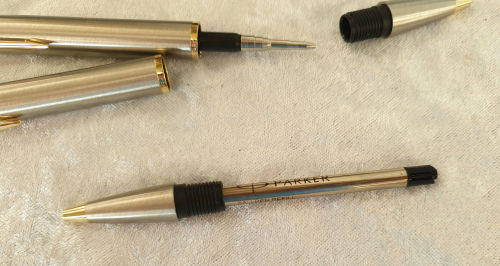 Beautiful Vintage Parker Ball Point Pen and Pencil set in Gold and silver Trim -iNK STILL OK