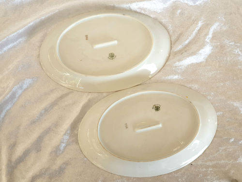 2 Vintage VICTORIA Czechoslovakia China Floral Oval Trays 25x225x145