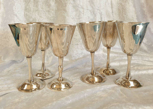 6 x Vintage Elweco Silver Plated Wine Goblets 137x67mm