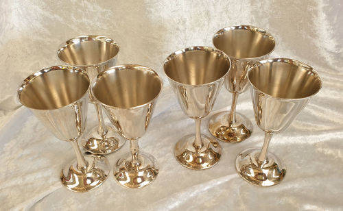 6 x Vintage Elweco Silver Plated Wine Goblets 137x67mm