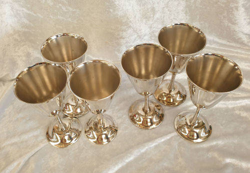 6 x Vintage Elweco Silver Plated Wine Goblets 137x67mm