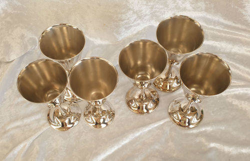 6 x Vintage Elweco Silver Plated Wine Goblets 137x67mm