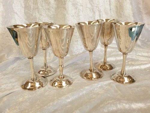 6 x Vintage Elweco Silver Plated Wine Goblets 137x67mm