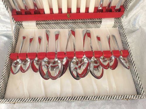 24 pc Unused Vintage Stainless Chronium Plate Sheffield Cutlery set - Boxed