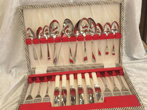 24 pc Unused Vintage Stainless Chronium Plate Sheffield Cutlery set - Boxed