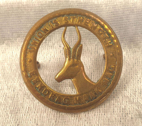 Vintage South African Cap Badge, UNION IS STRENGTH - EENDRACHT MAAKT MACHT 39mm