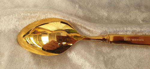 2 Vintage Gold Plated WHITE ENAMEL Boxed Sets of EBCO teaspoons and Cake Forks 12pc Unused