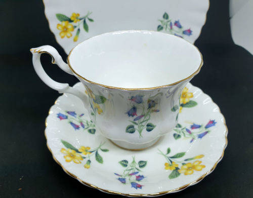 Vintage  Royal Albert "Windermere" Trio  - Cup has chips on bottom rim and a nick on top- see photos