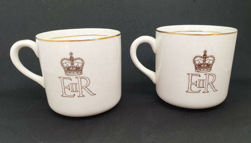 2 Vintage Mid winter June 2nd 1953 Elizabeth II Coronation Cups - One Cracked