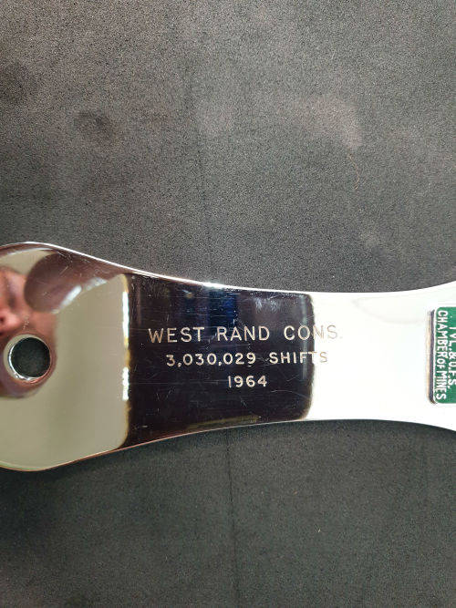 Vintage 1964 West Rand Chamber of Mines 3,030,029 Fatality free shifts Trophy T.V.L and O.V.S