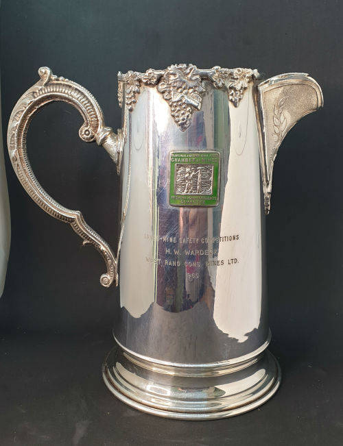 Vintage 1965 Chamber of Mines West Rand Inter-Mines safety competition Trophy Jug  232x245x147mm