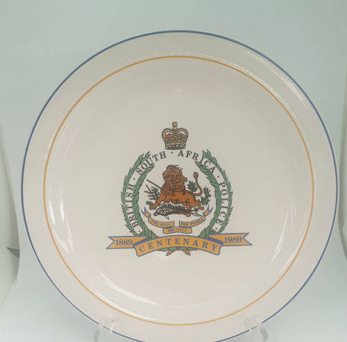 1889 to 1989 British-South Africa Police Centenary Plate- Drosdy Stonecraft 262mm