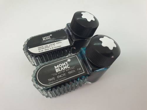 MONT BLANC 20ml Blue Ink  and 30ml Black ink left in bottle made in West Germany