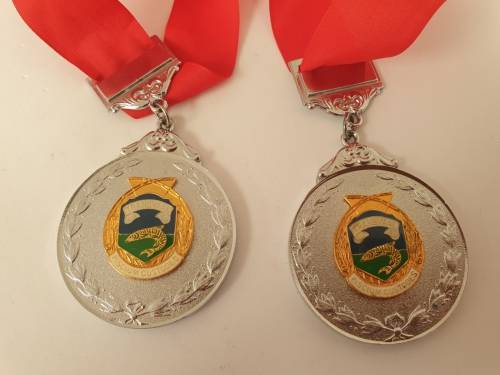 2 x Transvaal Hengel Unie /Angling Union Medals with Ribbons (not engraved)- 50mm