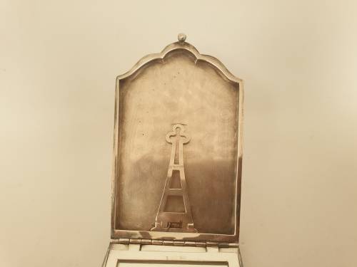 Rare Antique silver plated coin or change purse with Mirror- 2 old coins included