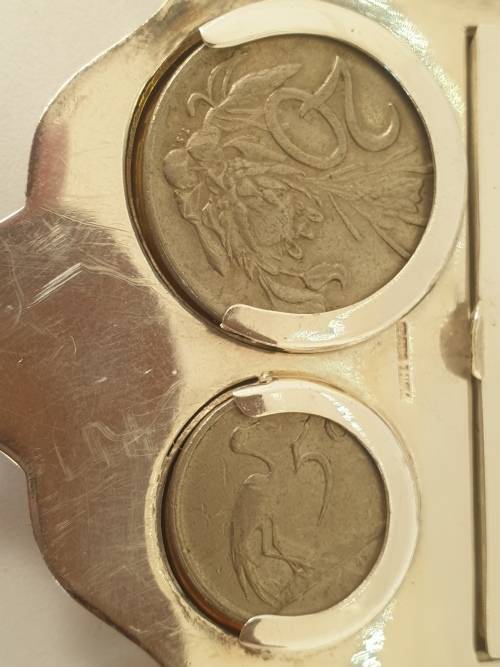 Rare Antique silver plated coin or change purse with Mirror- 2 old coins included