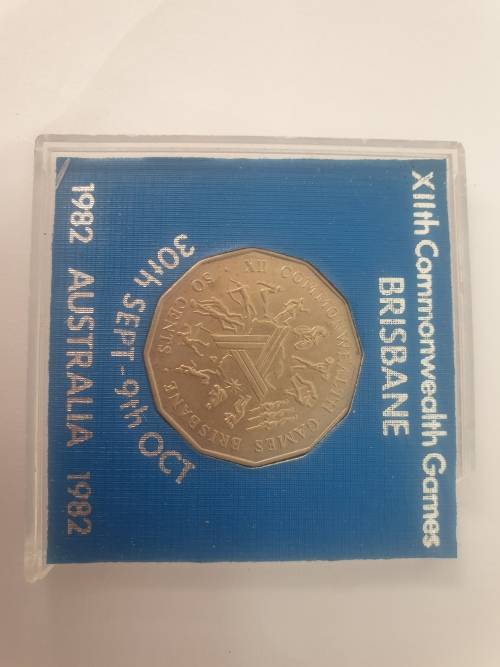 1982 Australia 50 Cents -UNC Proof Coin- Brisbane Commonwealth Games in Case