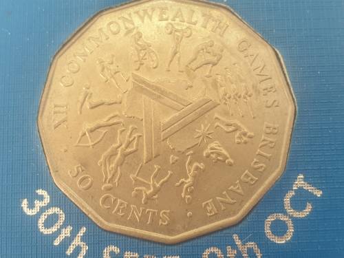 1982 Australia 50 Cents -UNC Proof Coin- Brisbane Commonwealth Games in Case