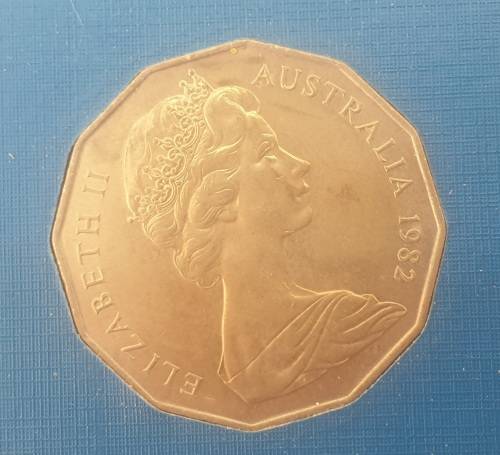 1982 Australia 50 Cents -UNC Proof Coin- Brisbane Commonwealth Games in Case