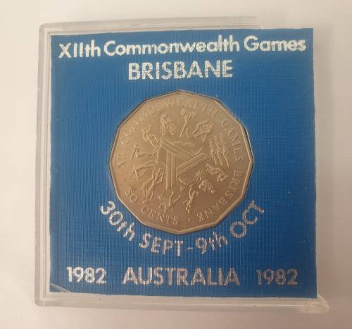 1982 Australia 50 Cents -UNC Proof Coin- Brisbane Commonwealth Games in Case