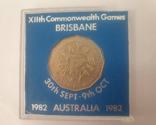 1982 Australia 50 Cents -UNC Proof Coin- Brisbane Commonwealth Games in Case