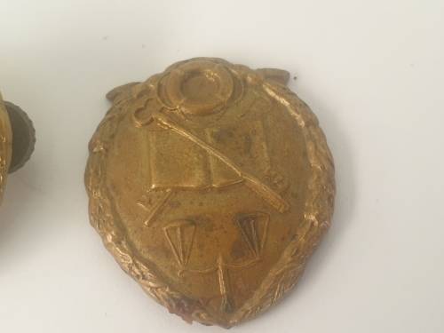 2 Old SA Prison Services collar  Badges- one with damage lugs 36x32mm