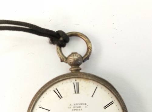 Rare 1800's Antique BENZIE of Cowes. Fine Silver Swiss Key wind  Pocket watch. see condition