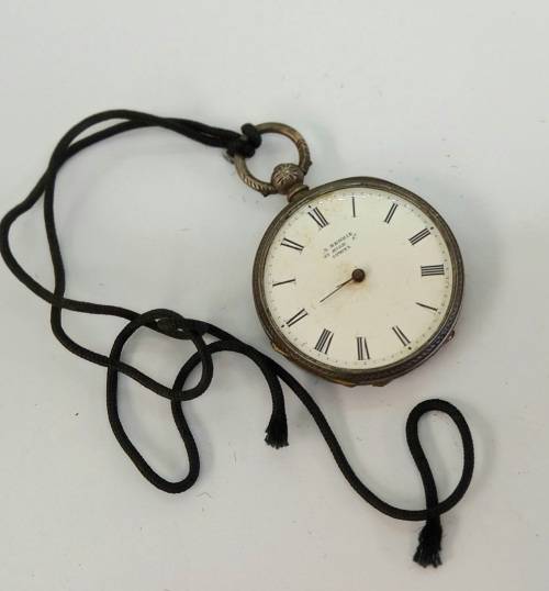 Rare 1800's Antique BENZIE of Cowes. Fine Silver Swiss Key wind  Pocket watch. see condition