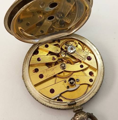 Rare 1800's Antique BENZIE of Cowes. Fine Silver Swiss Key wind  Pocket watch. see condition